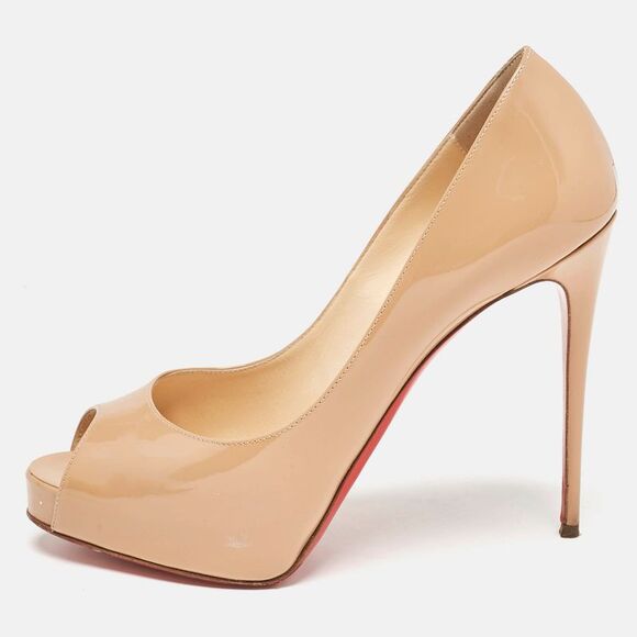 Christian Louboutin Beige Patent Leather Very Prive Peep Toe Platform Pumps,All Products : American Fashion Style Bags On Sale
